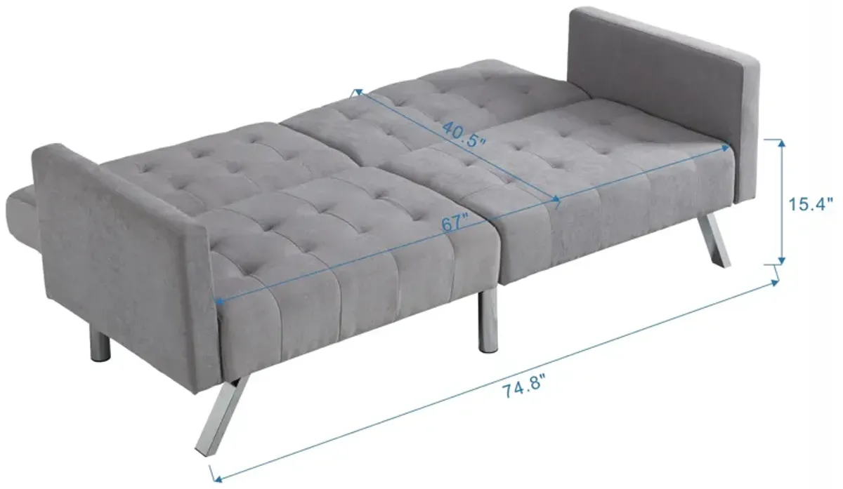 Futon Sofa Bed Convertible Folding Lounge Couch, Armrests