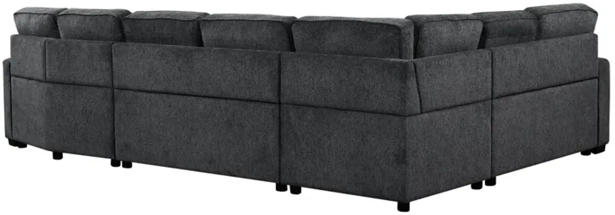 L-Shaped Sofa Sectional Sofa Couch Pull-Out Sofa Bed With Charging Devices And Cup Holders For Living Room