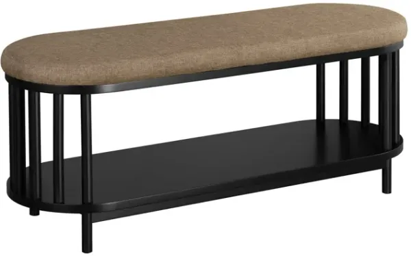 Scandi - Upholstered Top Storage Bench With Lower Shelf - Black