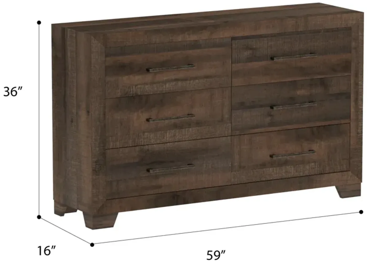 Plinz - 6 Drawer Dresser - Brown