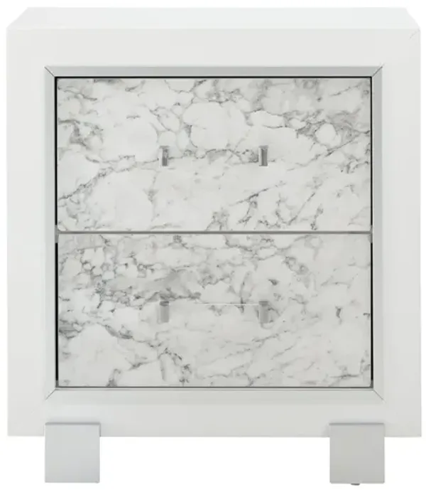 Skye - Marble Nightstand - White
