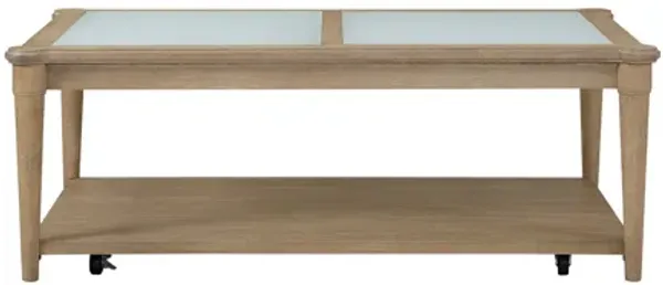 Frosted Glass Top Cocktail Table With Casters - Sand