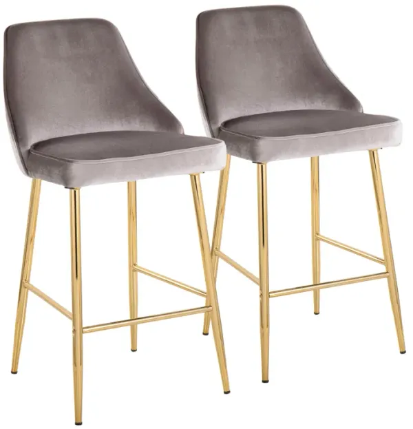 Marcel - Contemporary / Glam Counter Stool (Set of 2) - Gold / Silver