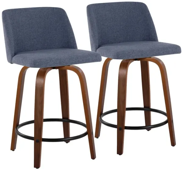Toriano - Mid Century Modern, Fixed Height Counter Stool & Swivel And Round Footrest (Set of 2)