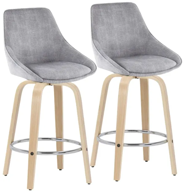Diana - Contemporary Fixed Height Counter Stool With Round Footrest (Set of 2)