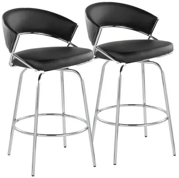 Jie - Fixed Height, Contemporary Counter Stool With Swivel Round Footrest (Set of 2)