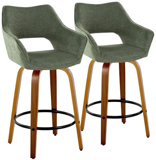 Mustang - Contemporary Fixed Height Counter Stool With Swivel With Round Footrest (Set of 2)