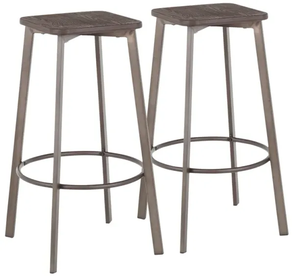 Clara - Industrial Square Barstool (Set of 2) - Espresso