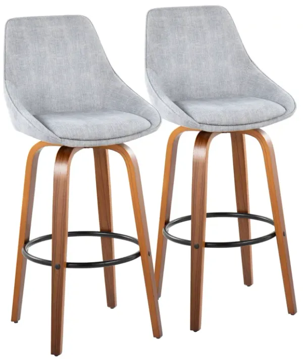 Diana - Contemporary Fixed Height, Barstool With Swivel With Round Footrest (Set of 2)