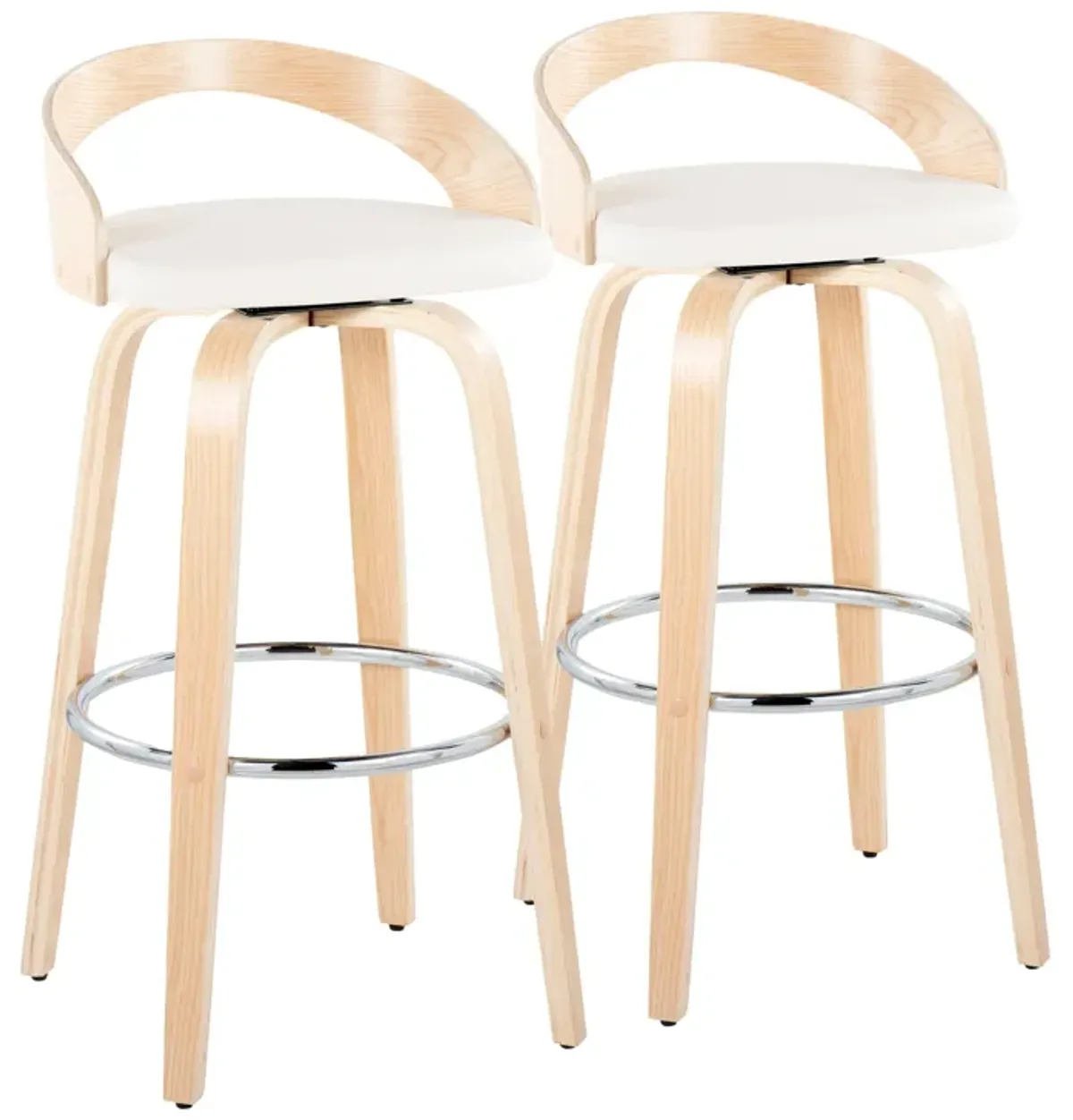 Grotto - Contemporary Fixed-Height Barstool With Swivel With Round Footrest (Set of 2)