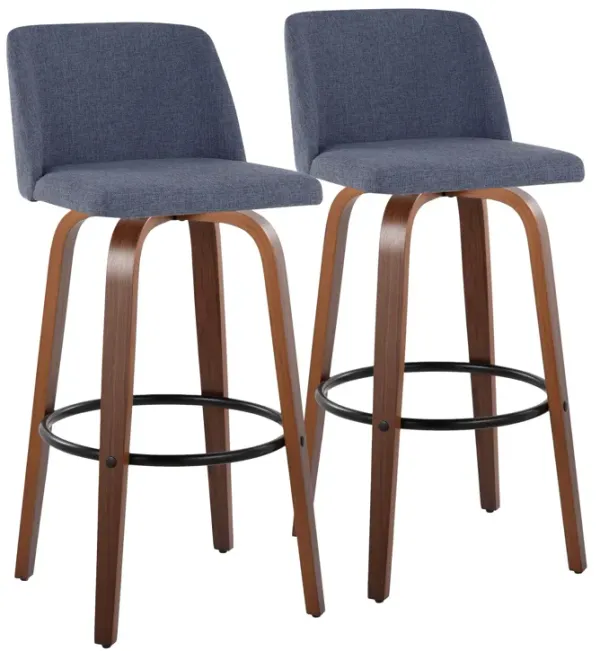 Toriano - Mid Century Modern Fixed Height Barstool Swivel And Round Footrest (Set of 2)