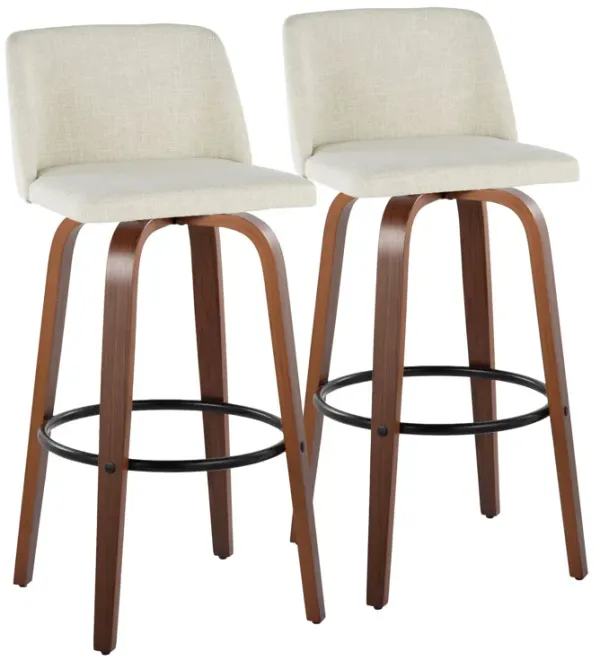Toriano - Contemporary Fixed Height Barstool Swivel And Round Footrest (Set of 2)