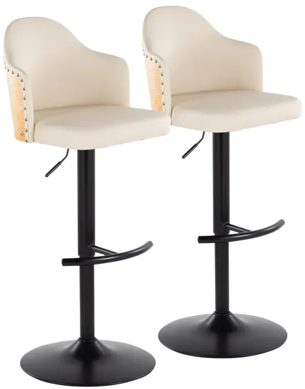 Ahoy - Contemporary Adjustable Barstool, Swivel With Rounded T Footrest (Set of 2)
