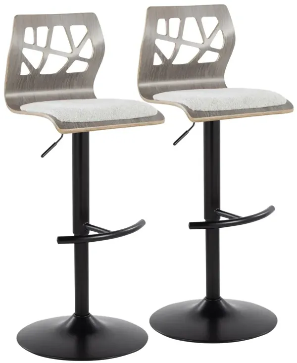 Folia - Contemporary Adjustable Barstool With Swivel With Rounded T Footrest (Set of 2)