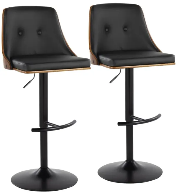 Gianna - Mid Century Modern Adjustable Barstool, Swivel With Rounded T Footrest (Set of 2)