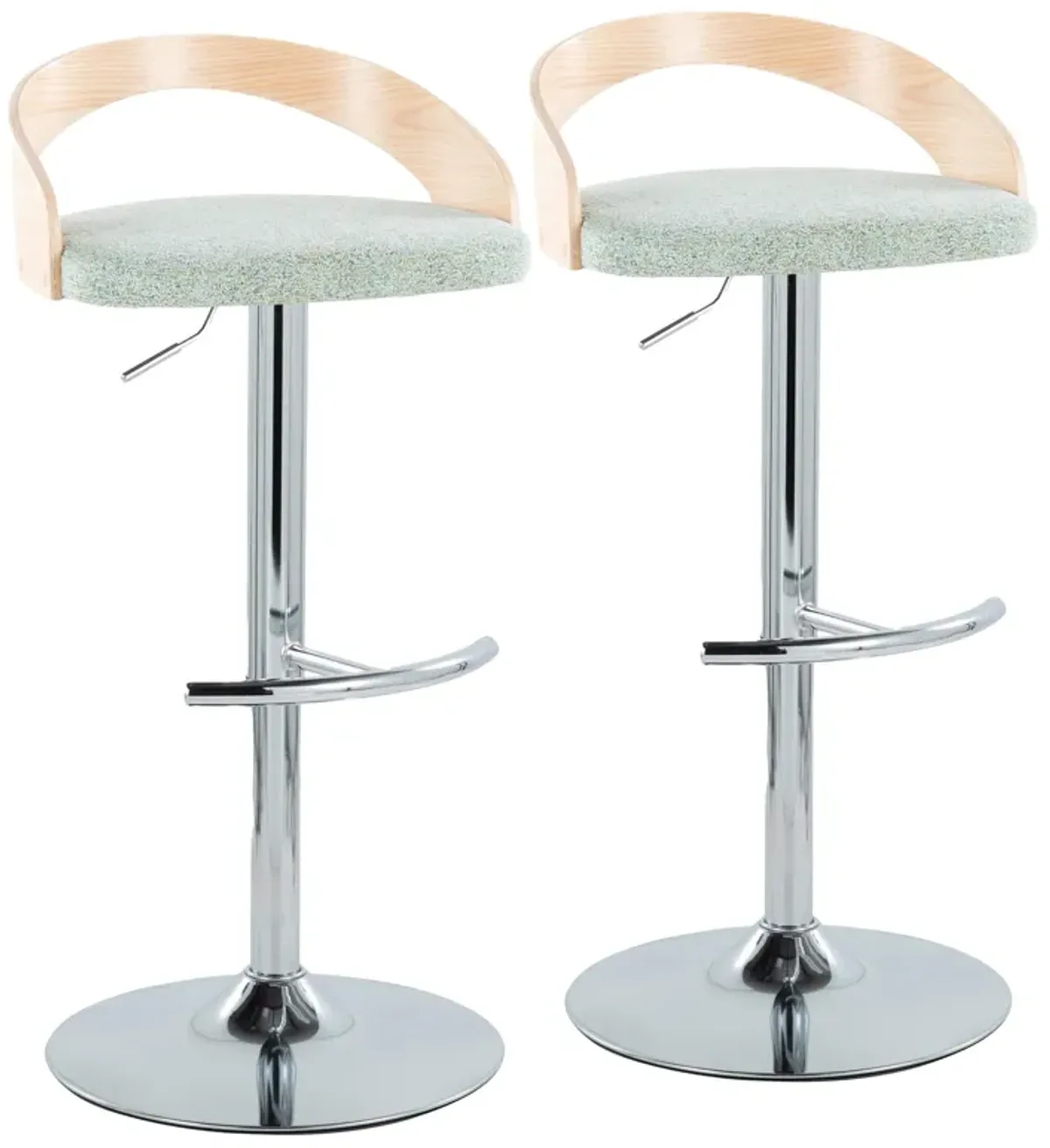 Grotto - Contemporary Adjustable Barstool, Swivel With Rounded T Footrest (Set of 2)