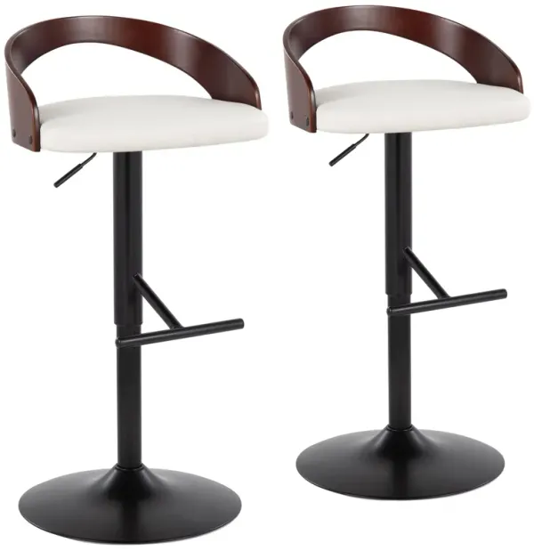 Grotto - Contemporary Adjustable Barstool With Swivel & Straight T Footrest (Set of 2)