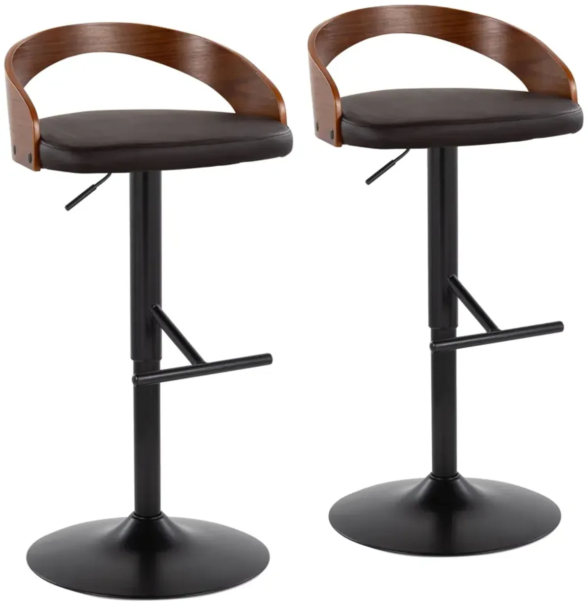 Grotto - Contemporary Adjustable Barstool & Swivel With Straight T Footrest (Set of 2)