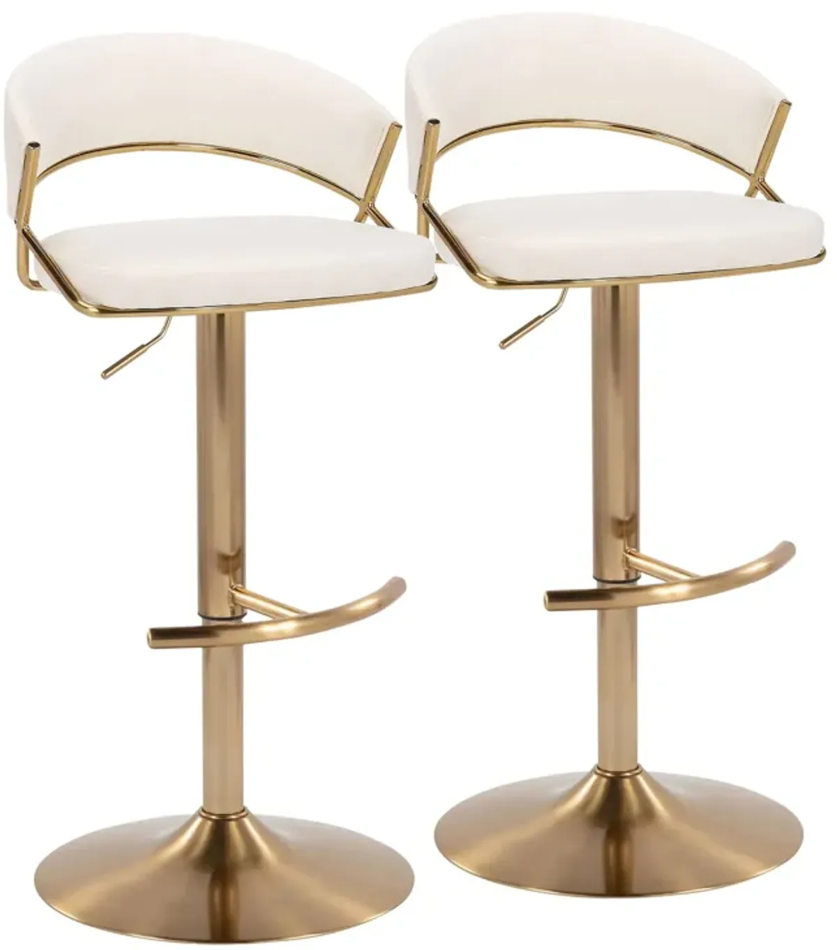 Jie - Contemporary Adjustable Barstool With Swivel With Rounded T Footrest (Set of 2)