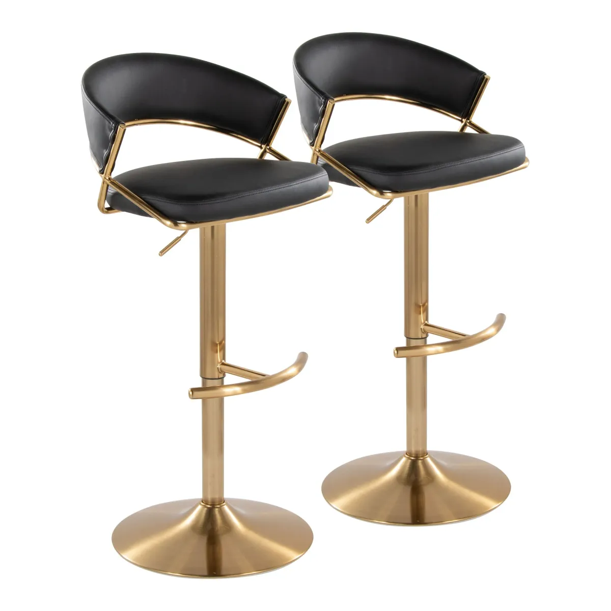 Jie - Contemporary Adjustable Barstool With Swivel With Rounded T Footrest (Set of 2)