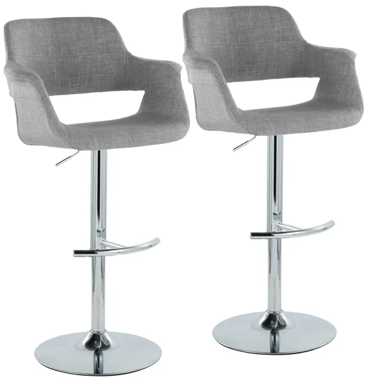 Vintage Flair - Mid Century Modern Adjustable Barstool With Swivel With Rounded T Footrest (Set of 2)