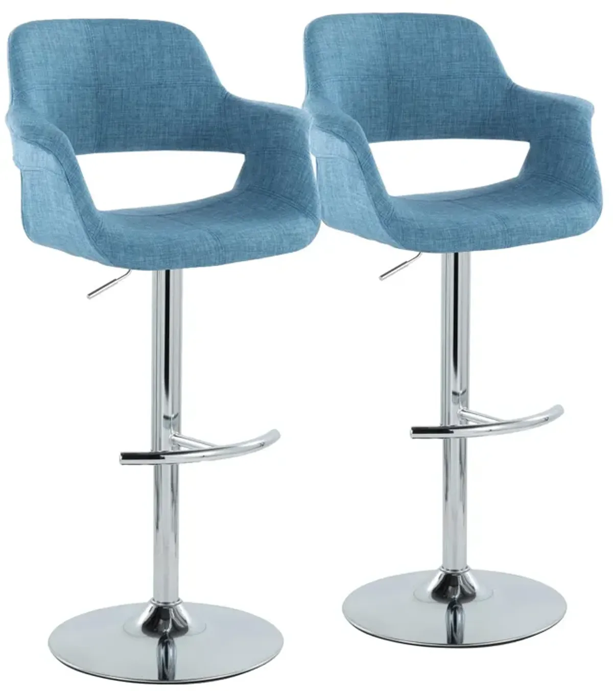 Vintage Flair - Mid Century Modern Adjustable Barstool With Swivel With Rounded T Footrest (Set of 2)