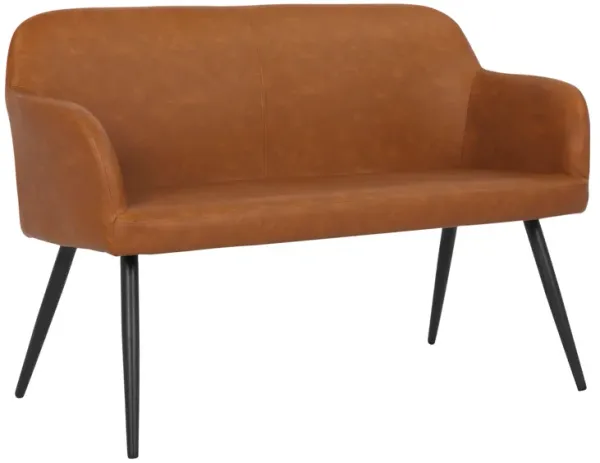 Daniella - Industrial High Back Bench - Black / Camel