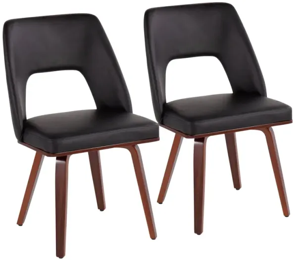 Triad - Mid-Century Modern Upholstered Chair (Set of 2) - Walnut / Black