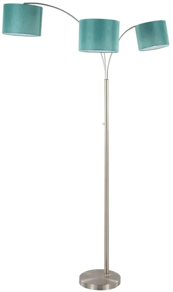 Willow - Trio Contemporary Floor Lamp - Nickel / Turquoise