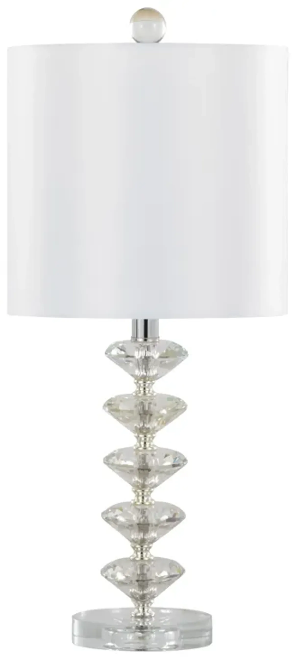 Diamond - Stacked Contemporary Crystal Table Lamp (Set of 2) - Clear / Off White / Chrome