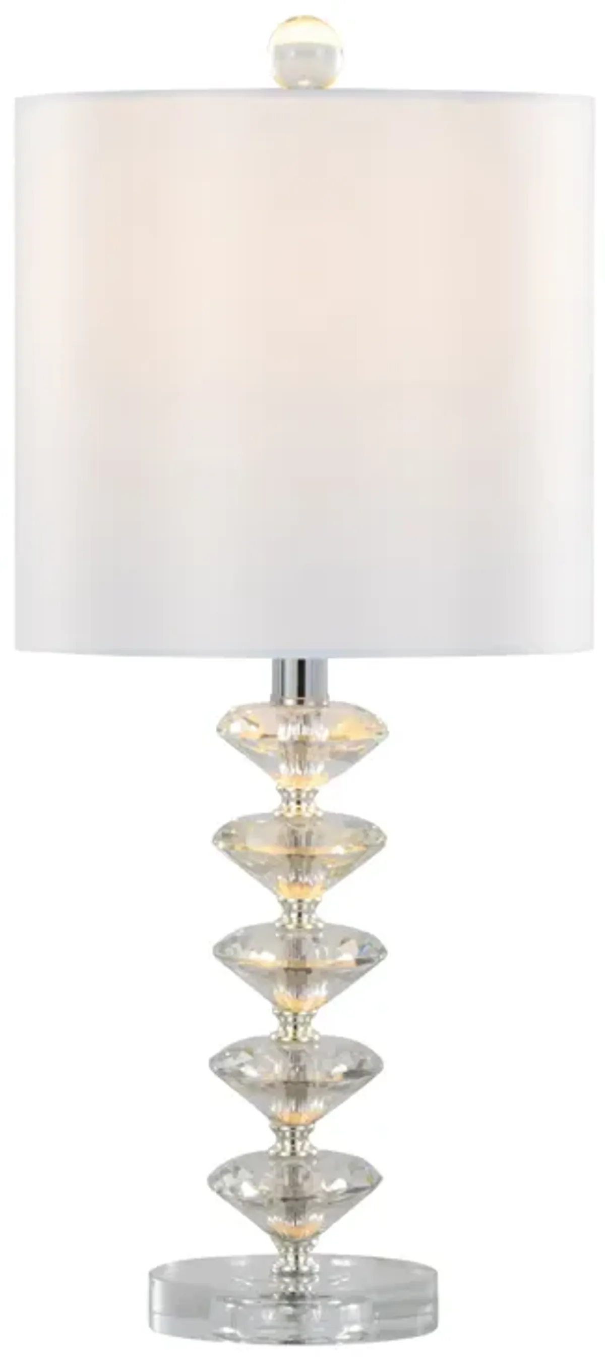 Diamond - Stacked Contemporary Crystal Table Lamp (Set of 2) - Clear / Off White / Chrome