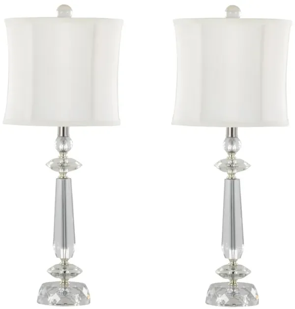 Karat - Contemporary Crystal Table Lamp (Set of 2) - Clear Crystal / Chrome / White Softback