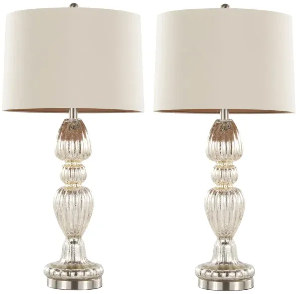Spade - Contemporary Table Lamp (Set of 2) - Mercury / Nickel / Natural