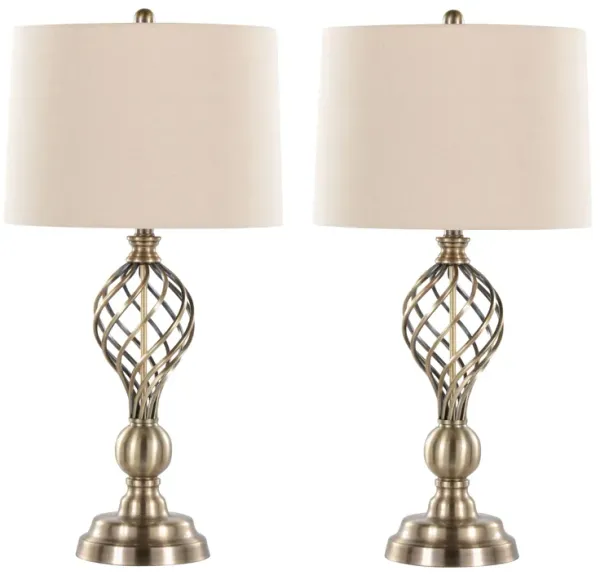 Linx - Twist Contemporary Table Lamp (Set of 2) - Antique Soft Brass / White