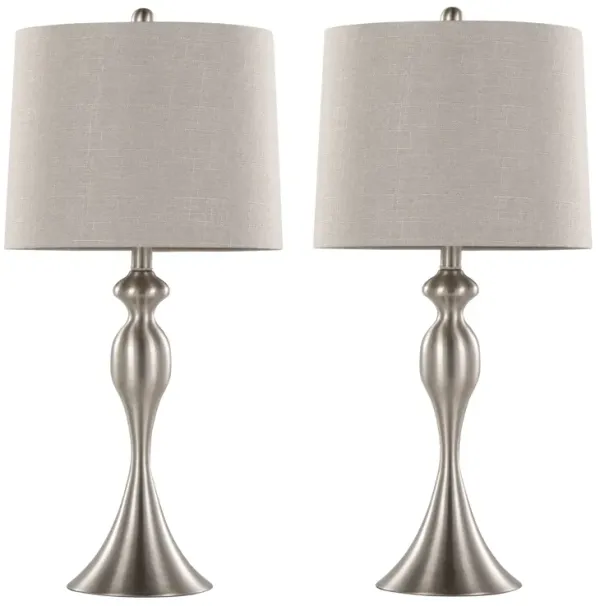 Ashland - Contemporary Table Lamp (Set of 2) - Nickel / Light Gray