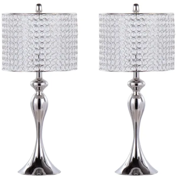 Ashland - Contemporary Table Lamp Round Clear Crystal Beads (Set of 2) - Polished Nickel