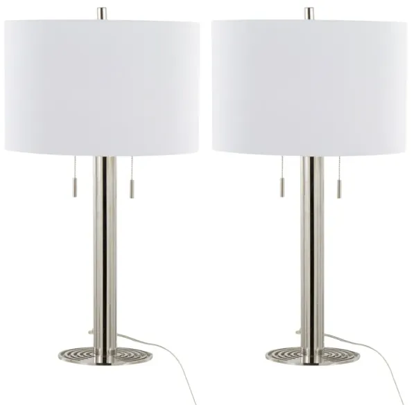 Master - 29" Contemporary Table Lamp (Set of 2) - Polished Nickel / White