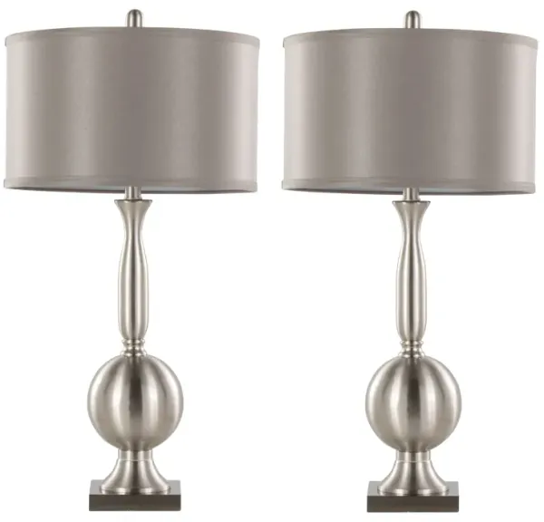 Joan - Contemporary Table Lamp (Set of 2) - Nickel / Gray Satin