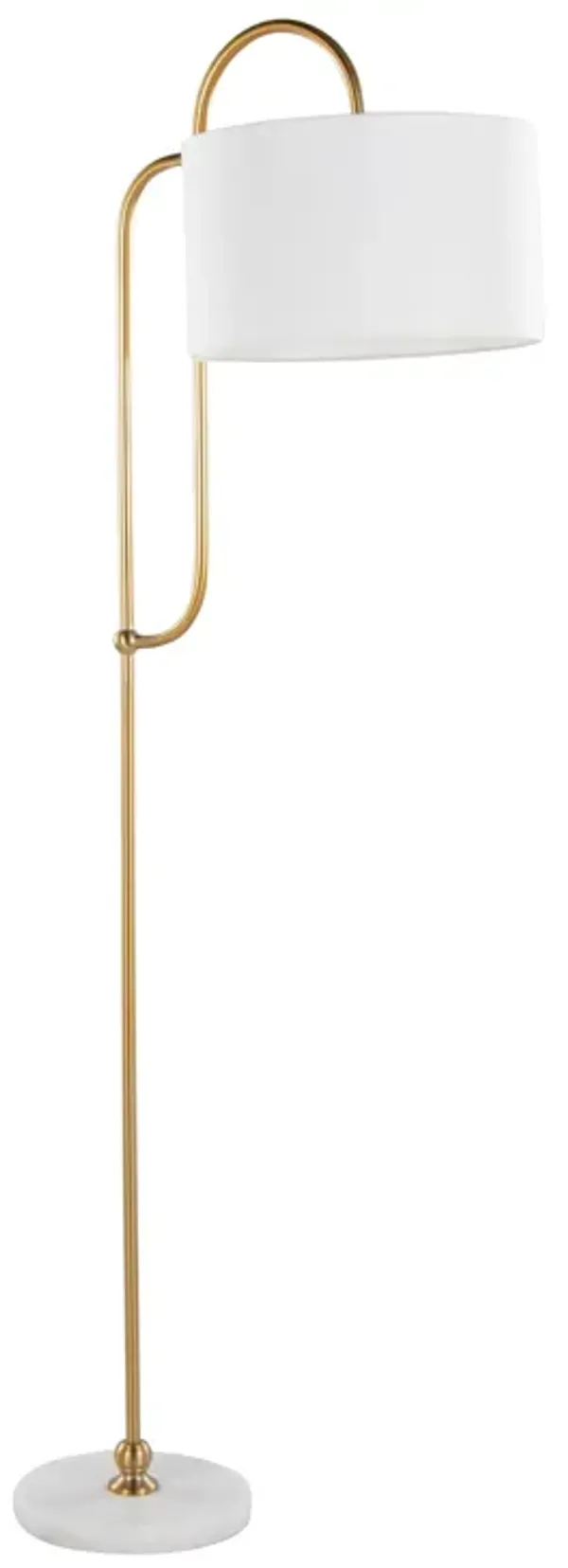 Leslie - Glam / Art Deco Floor Lamp - Gold / White