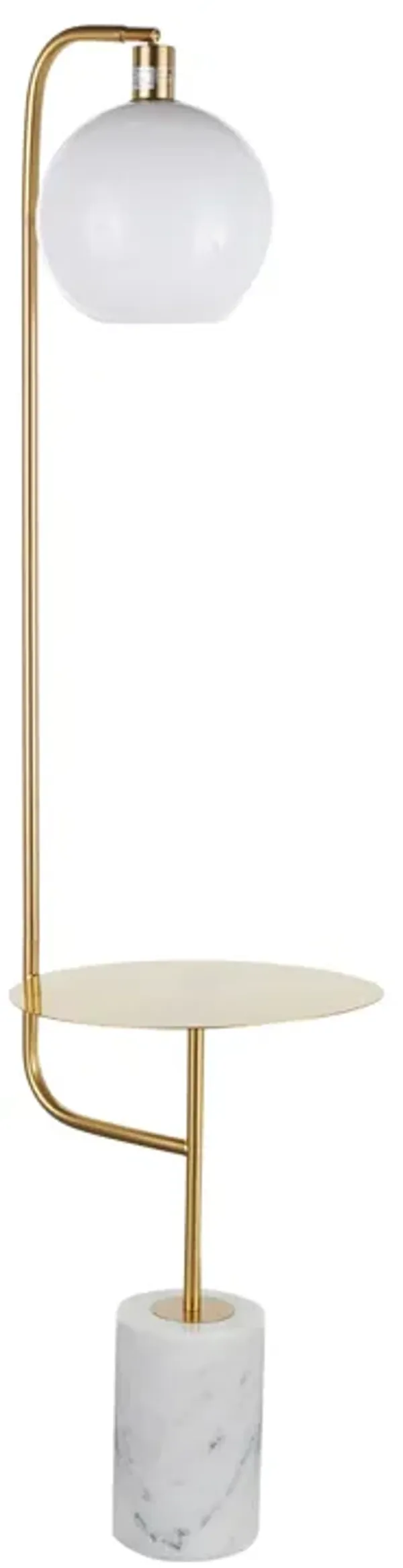 Symbol - Contemporary / Glam Floor Lamp Side Table - White Marble