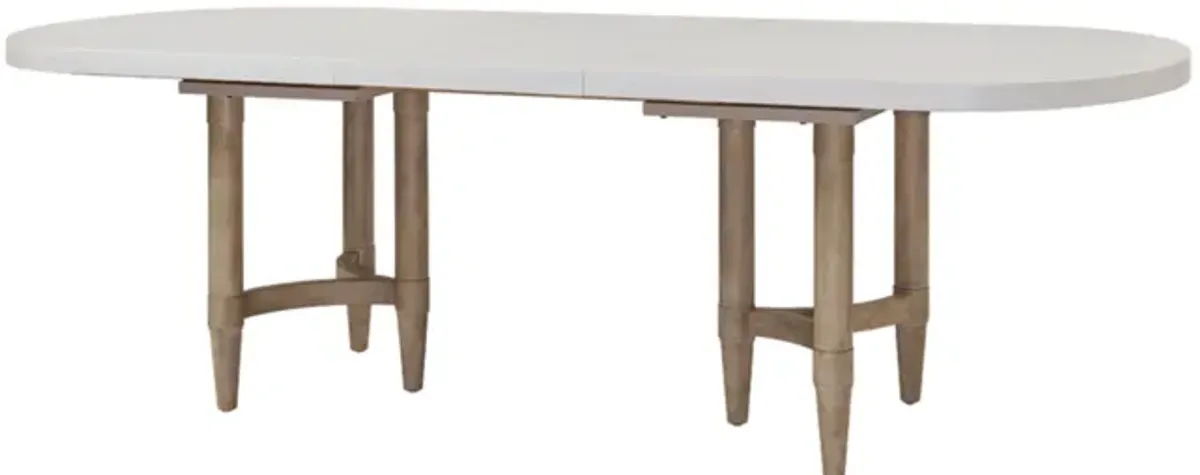 Triad - Double Pedestal Dining Table With Leaf - Sand