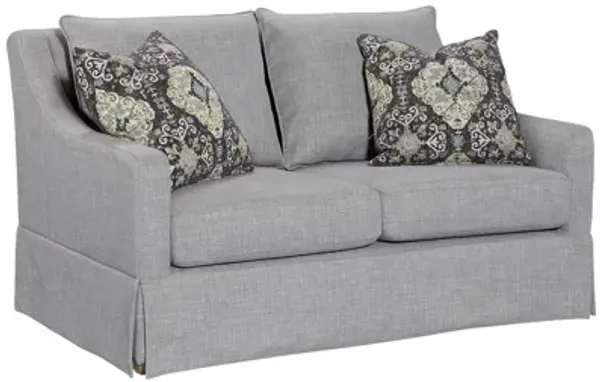 Loveseat With Skirt And Reversable Cushions And 2 Pillows - Light Gray