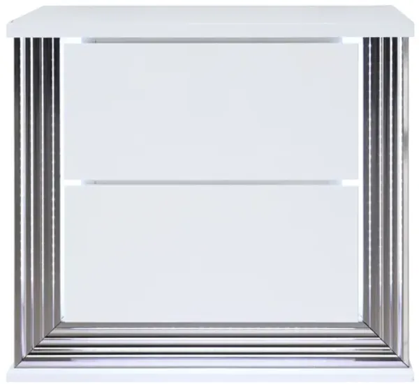 Moon - Smooth Nightstand With LED - White