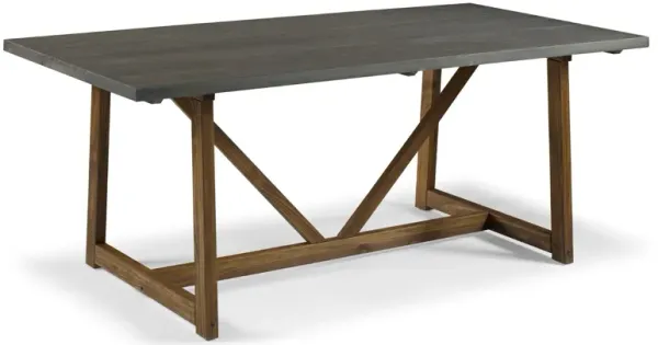 Modern Farmhouse Solid Wood V Frame Trestle Dining Table - Gray / Brown