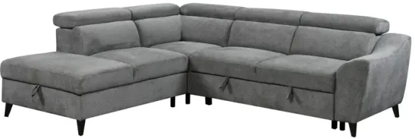 Wrenley - Chenille Sectional Sofa With Sleeper Storage - Gray