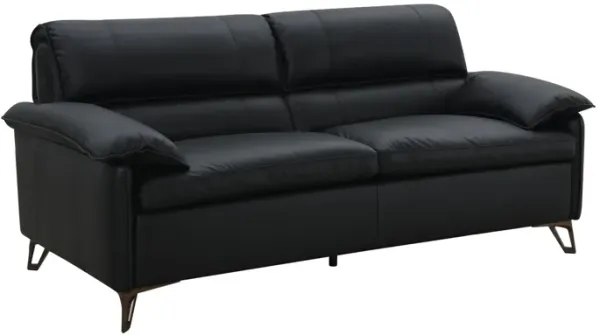 Eilene - Top Grain Leather Loveseat - Black