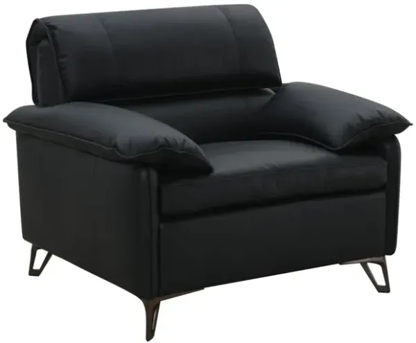 Eilene - Top Grain Leather Chair - Black