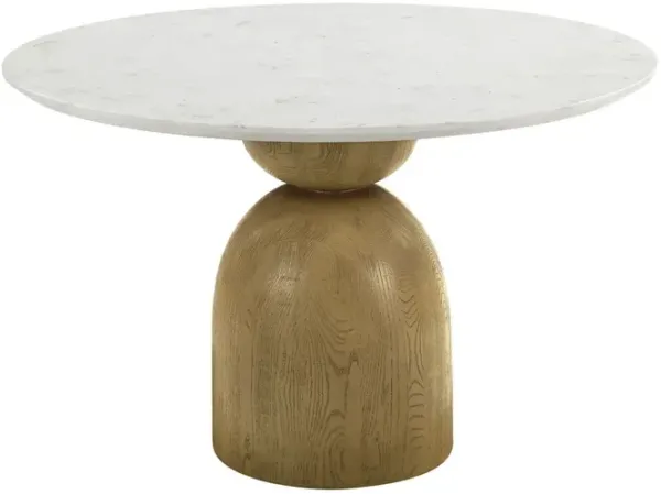 Kala - Natural Marble Top Round Dining Table - White