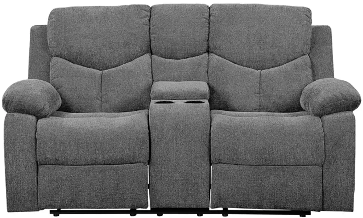 Kalen - Chenille Loveseat With Console - Gray