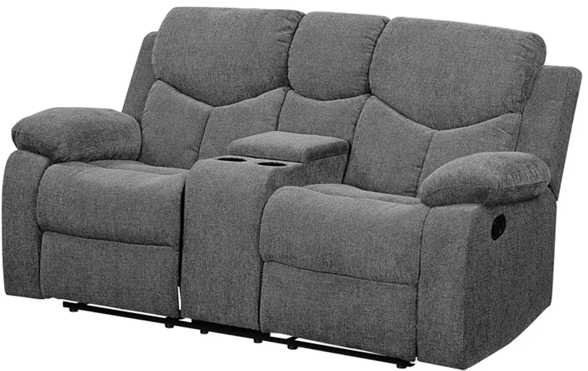 Kalen - Chenille Loveseat With Console - Gray